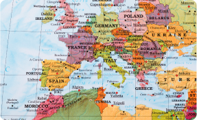 World map with photos